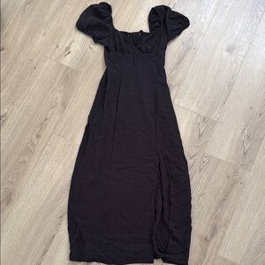 Milkmaid Style Elegant Black Puff Sleeve Dress